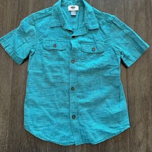 Old Navy Kids Aqua Casual Button-Down Shirt Size 6/7 Great Condition